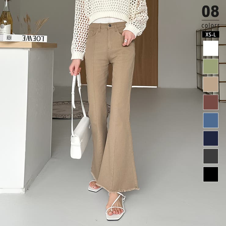 デニムパンツ フレアデニムパンツ 美脚ストレッチ[品番