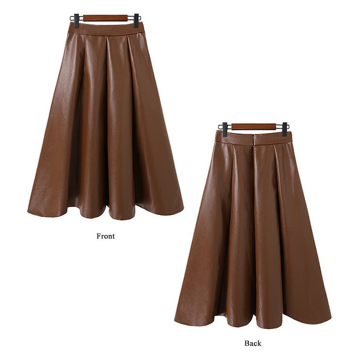 フェイクレザー フレアスカート レザースカート | COCOMOMO | 詳細画像10 