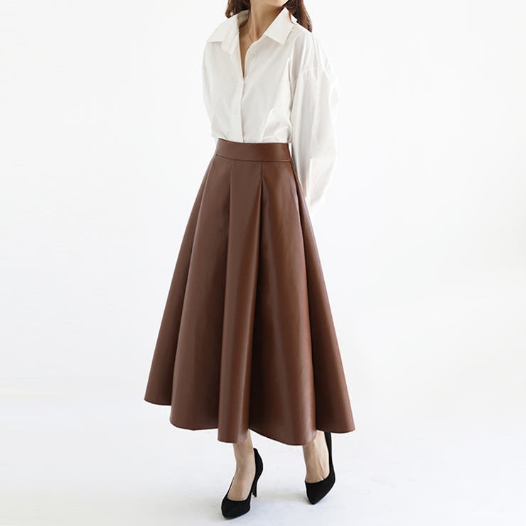 フェイクレザー フレアスカート レザースカート | COCOMOMO | 詳細画像5 