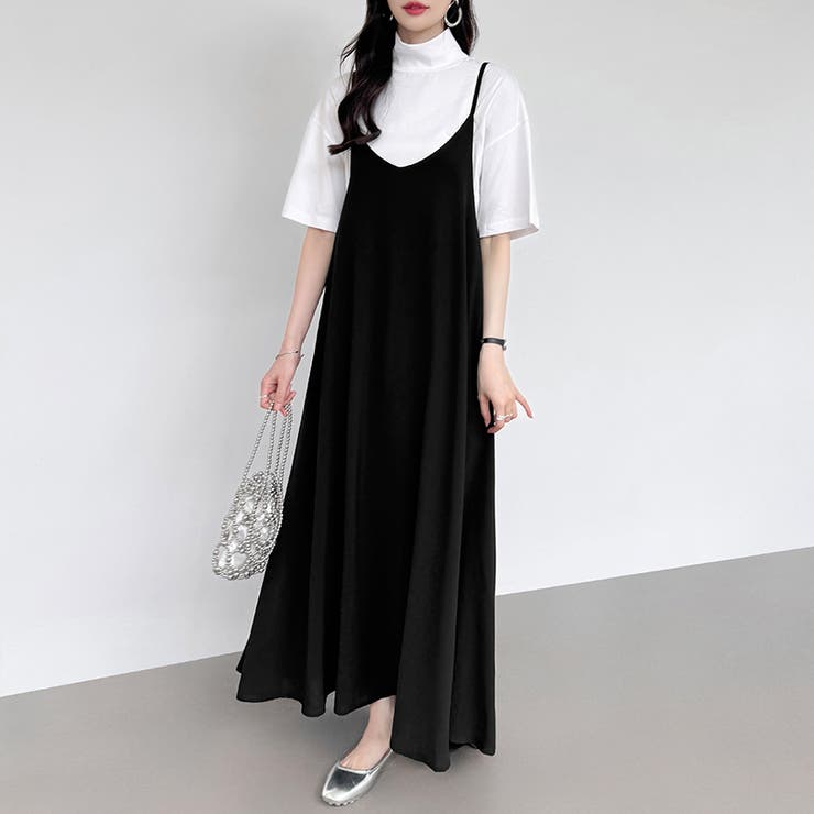 ロングワンピース キャミワンピース 肩紐調節可ワンピース[品番