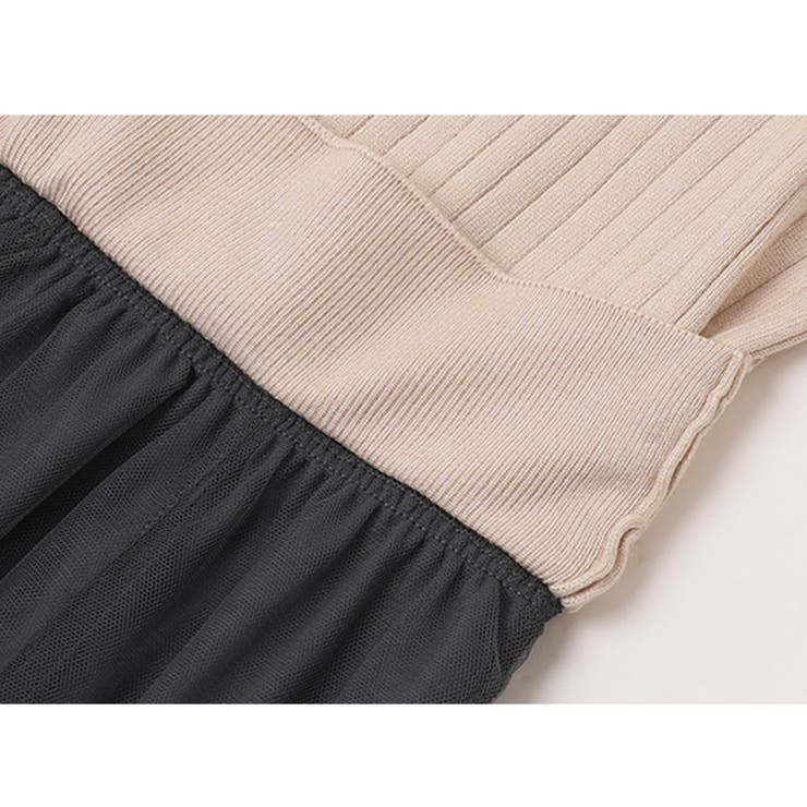 ニットドッキングワンピース チュールスカート【Pa】[品番