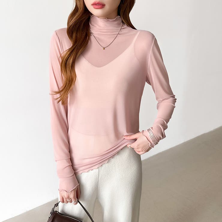 新色登場！レイヤードにも使いやすい シアートップス ハイネック[品番