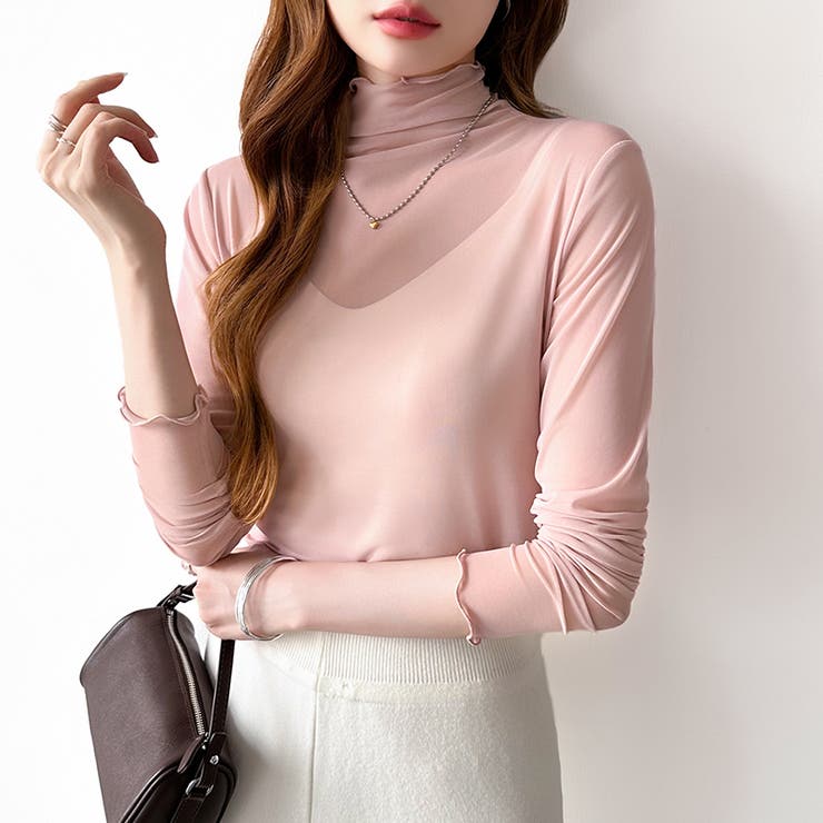 レイヤードにも使いやすい シアートップス ハイネック | COCOMOMO | 詳細画像23 