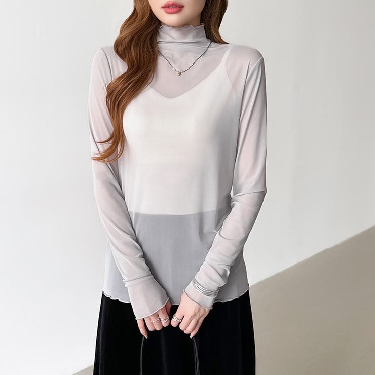 レイヤードにも使いやすい シアートップス ハイネック | COCOMOMO | 詳細画像30 