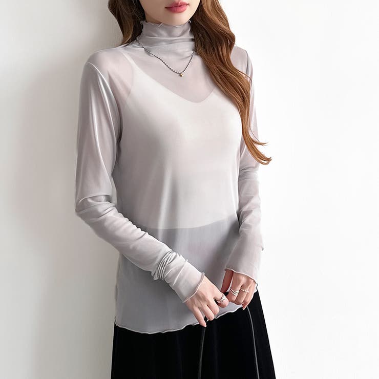 レイヤードにも使いやすい シアートップス ハイネック | COCOMOMO | 詳細画像31 