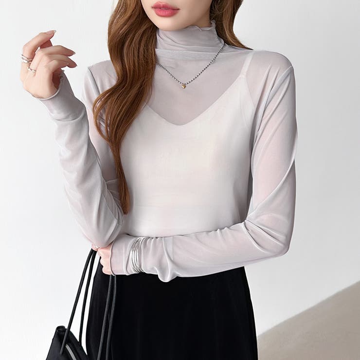 レイヤードにも使いやすい シアートップス ハイネック | COCOMOMO | 詳細画像32 