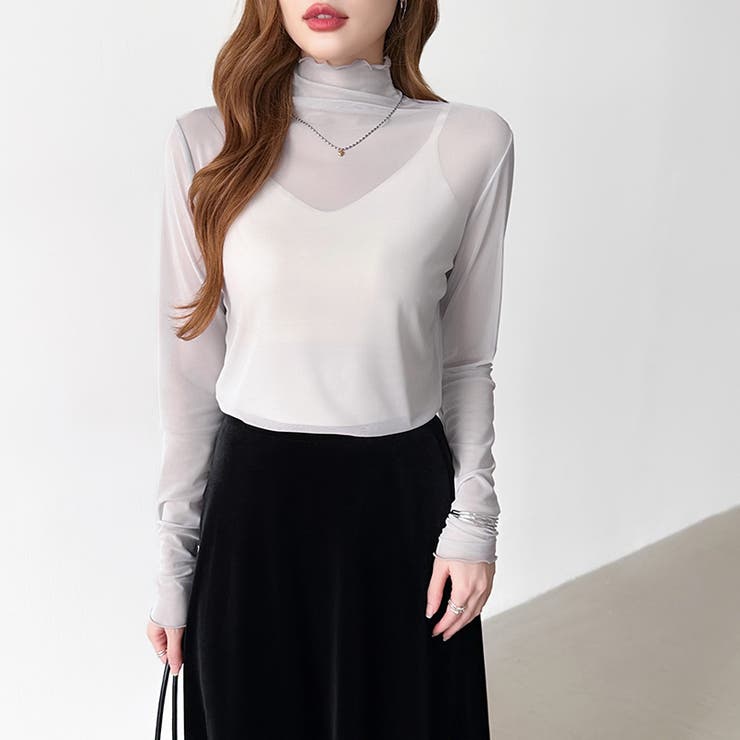 レイヤードにも使いやすい シアートップス ハイネック | COCOMOMO | 詳細画像33 