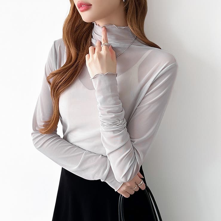 レイヤードにも使いやすい シアートップス ハイネック | COCOMOMO | 詳細画像34 