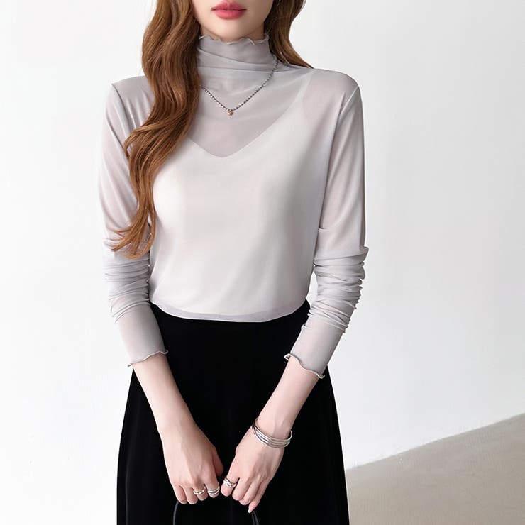 レイヤードにも使いやすい シアートップス ハイネック | COCOMOMO | 詳細画像36 