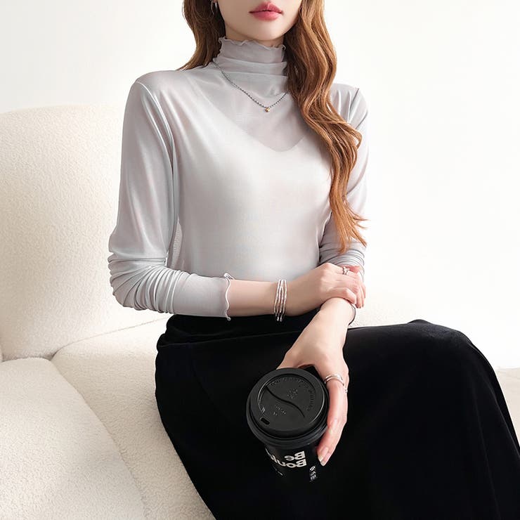 レイヤードにも使いやすい シアートップス ハイネック | COCOMOMO | 詳細画像38 