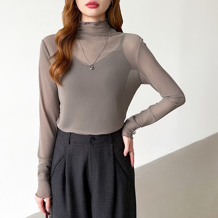 新色登場！レイヤードにも使いやすい シアートップス ハイネック[品番