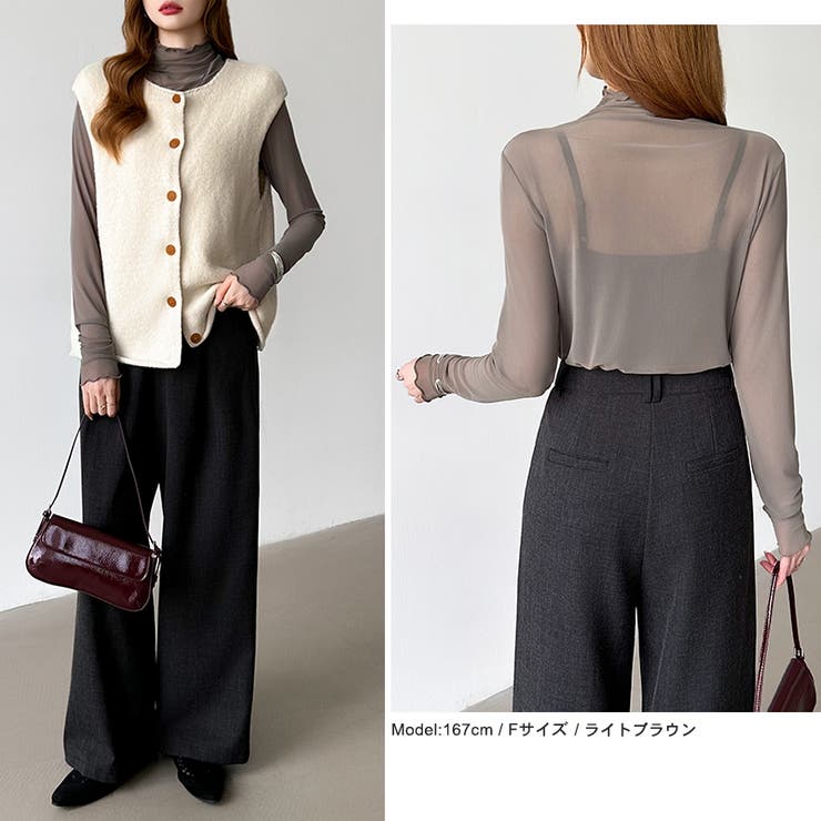 レイヤードにも使いやすい シアートップス ハイネック[品番