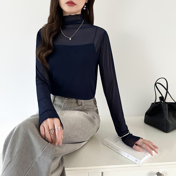 レイヤードにも使いやすい シアートップス ハイネック | COCOMOMO | 詳細画像80 