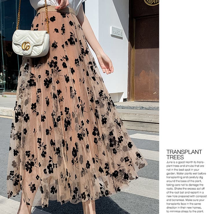 花柄 シースルー チュールスカート ボトムス ロング フラワー 花柄 フレア 品番 Cocw Cocomomo ココモモ のレディースファッション通販 毎日送料無料 Shoplist ショップリスト