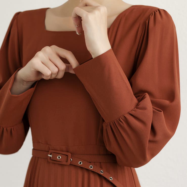 ワンピース ブリーツマキシワンピース 長袖ロングワンピース | COCOMOMO | 詳細画像12 