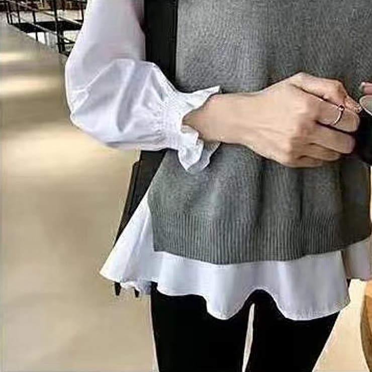 ニットベスト ペプラムブラウスニット ベスト | COCOMOMO | 詳細画像18 