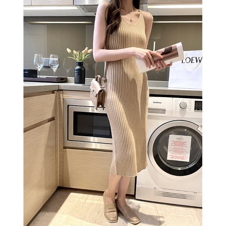 ロング丈キャミワンピ ニットワンピース キャミワンピース[品番 ロング丈キャミワンピ ニットワンピース キャミワンピース[品番