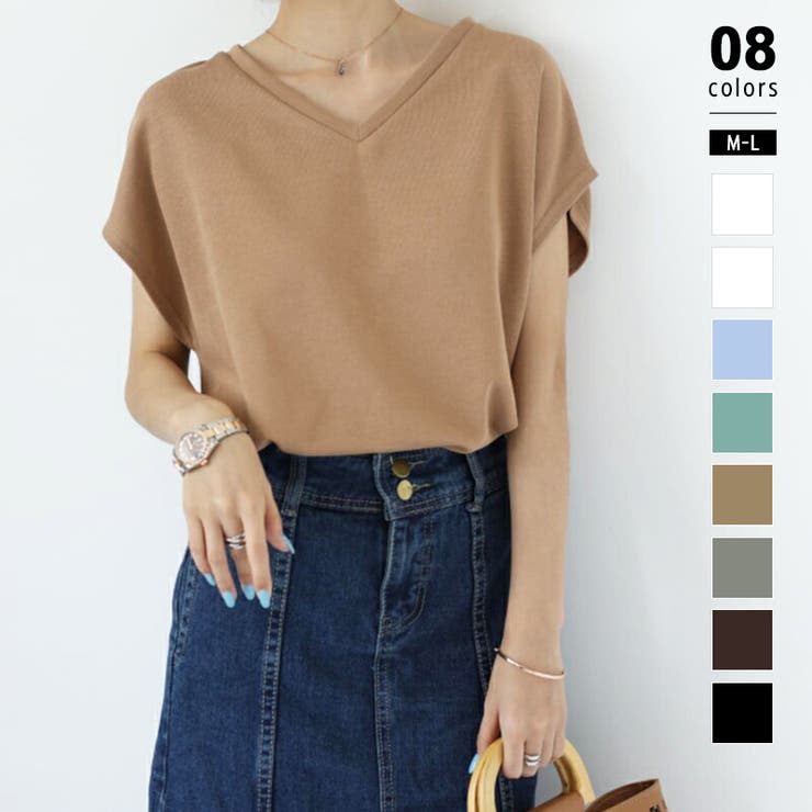 Aブラウン | 【選べる2タイプ】 フレンチスリーブTシャツ Tシャツ | COCOMOMO