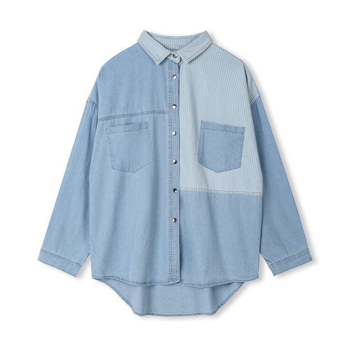 パッチワークシャツ タンガリーシャツ シャンブレー | COCOMOMO | 詳細画像23 