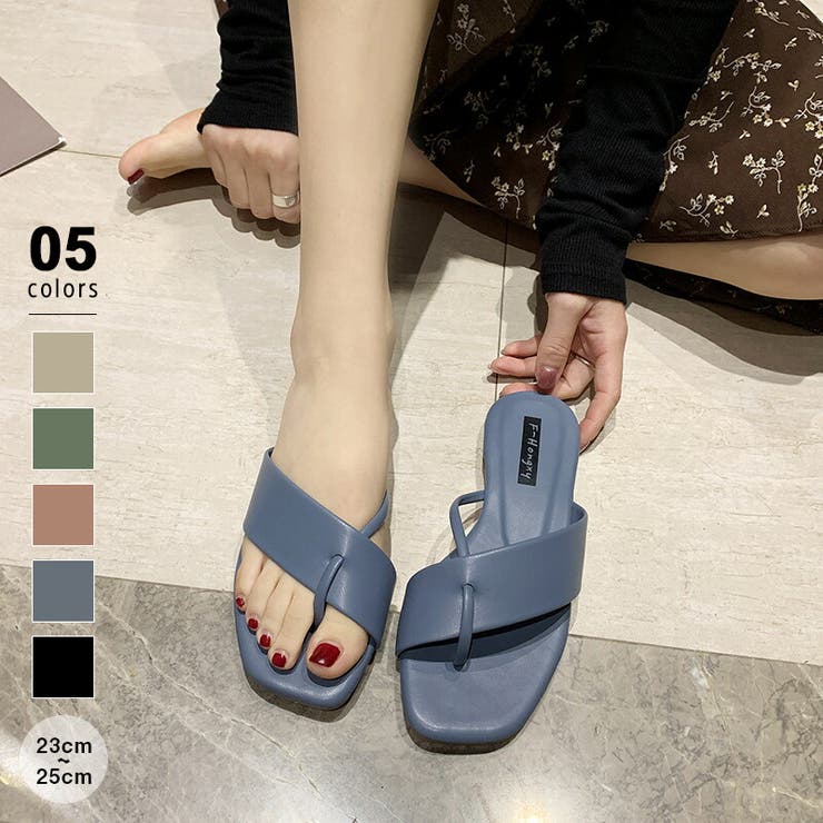 ぺたんこサンダル ローヒールトングサンダル サンダル[品番