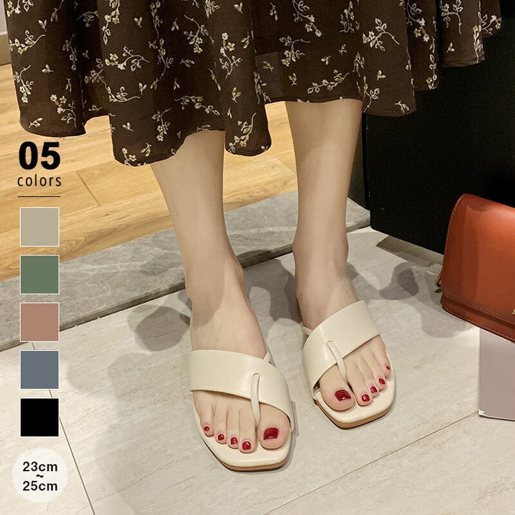 ぺたんこサンダル ローヒールトングサンダル サンダル[品番