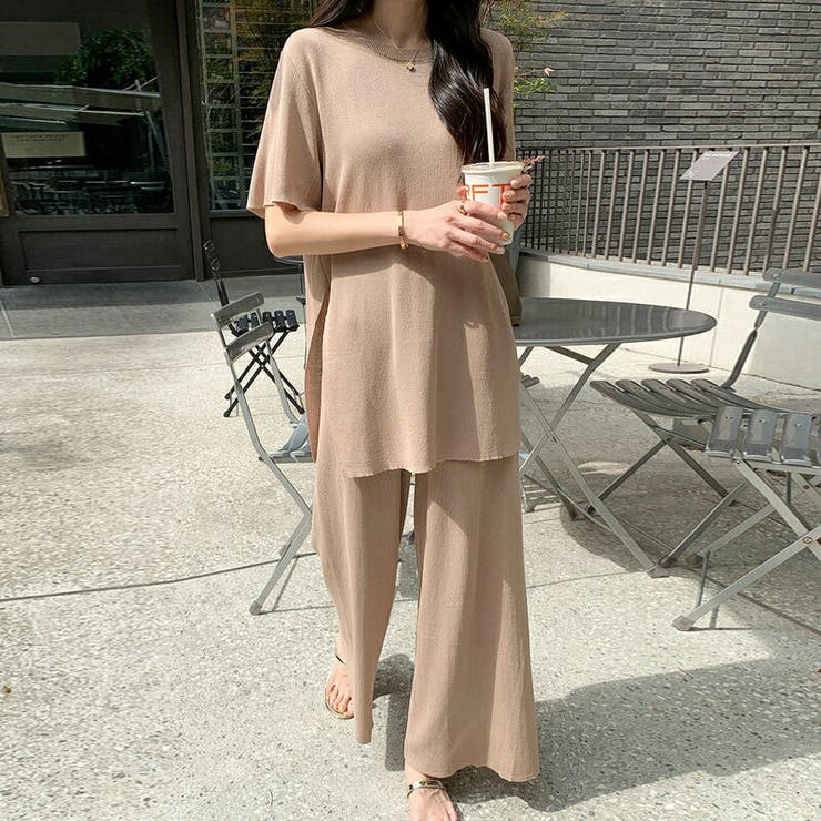 レディース セットアップ 半袖 ロングパンツ サイドスリッド 品番 Cocw Cocomomo ココモモ のレディース ファッション通販 Shoplist ショップリスト