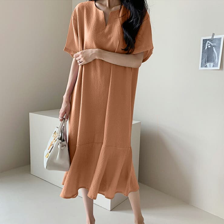 ティアードフレアワンピース ロングワンピース キーネック | COCOMOMO | 詳細画像18 