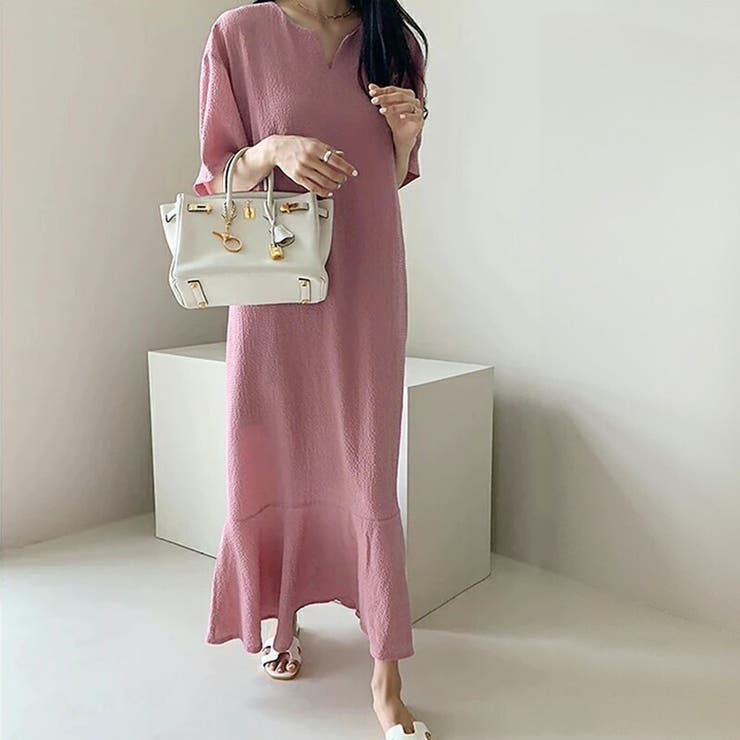 ティアードフレアワンピース ロングワンピース キーネック | COCOMOMO | 詳細画像3 