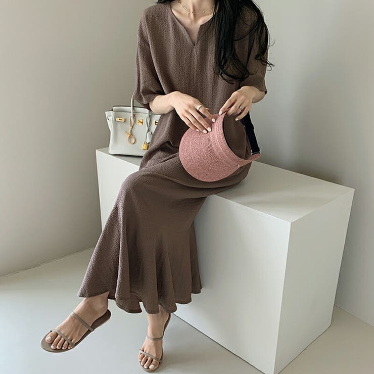 ティアードフレアワンピース ロングワンピース キーネック | COCOMOMO | 詳細画像4 