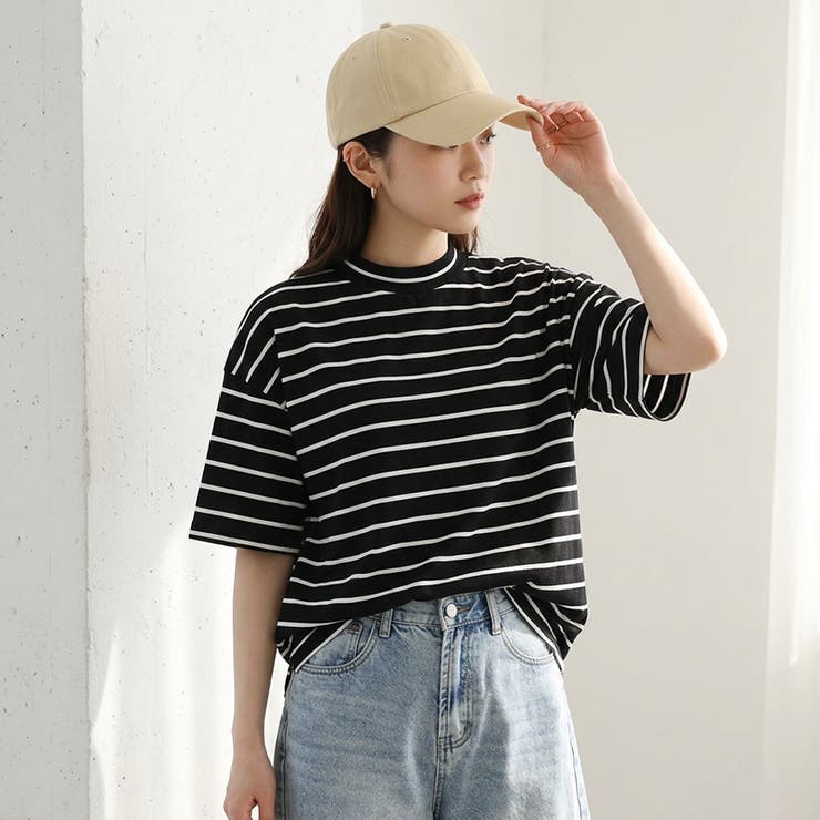 選べる2タイプ！ハイネックTシャツ 半袖Tシャツ 無地[品番