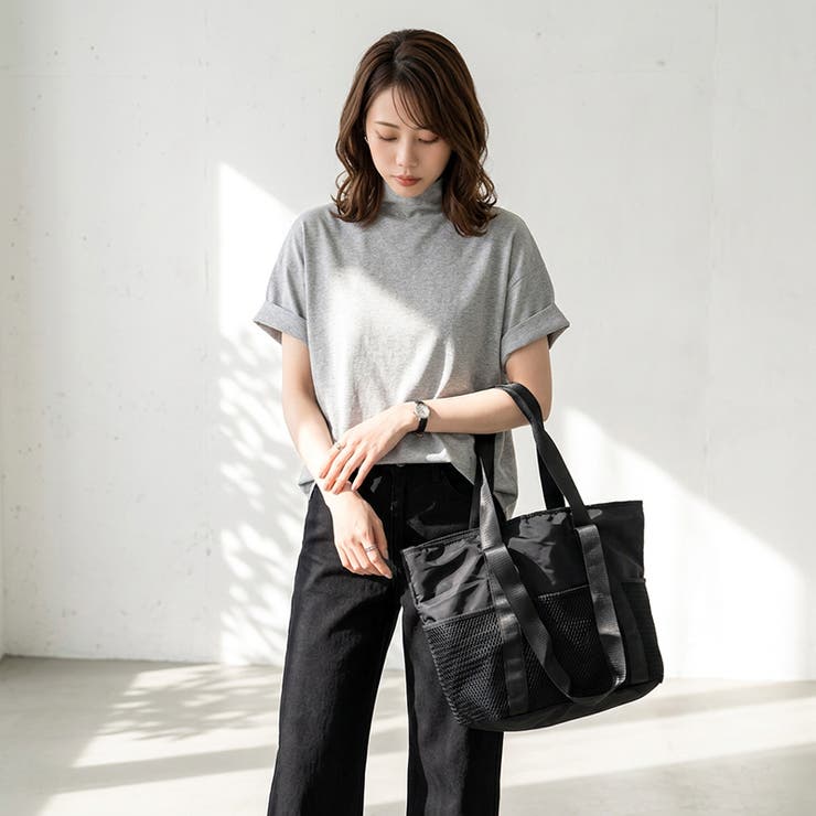 選べる2タイプ！ハイネックTシャツ 半袖Tシャツ 無地 | COCOMOMO | 詳細画像24 