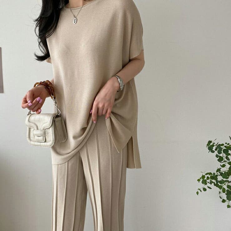 レディース セットアップ 半袖 トップス ニット プリーツ ワイドパンツ 品番 Cocw Cocomomo ココモモ のレディース ファッション通販 Shoplist ショップリスト