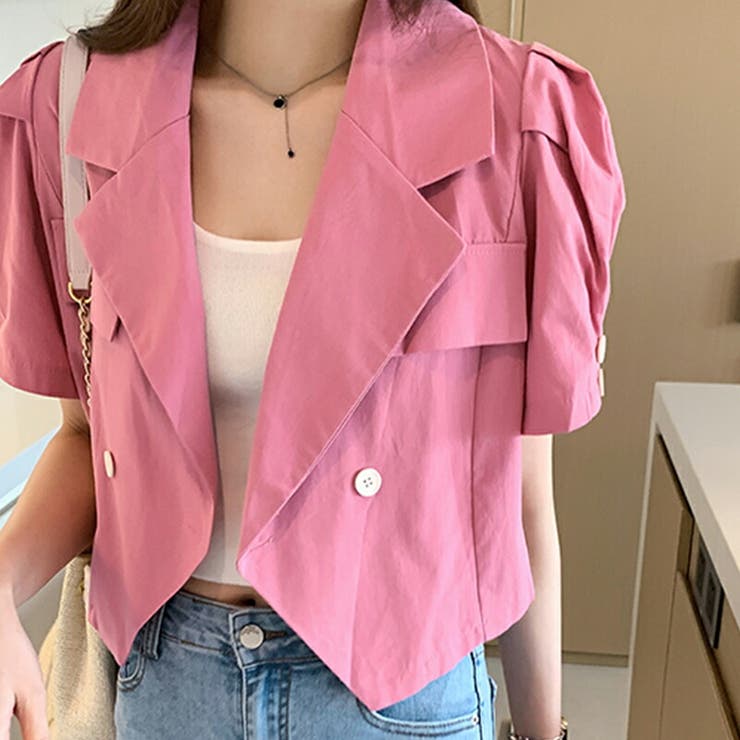 半袖 ジャケット コート アウター ポケット付き S〜4XL 3色 blo265101.jpg