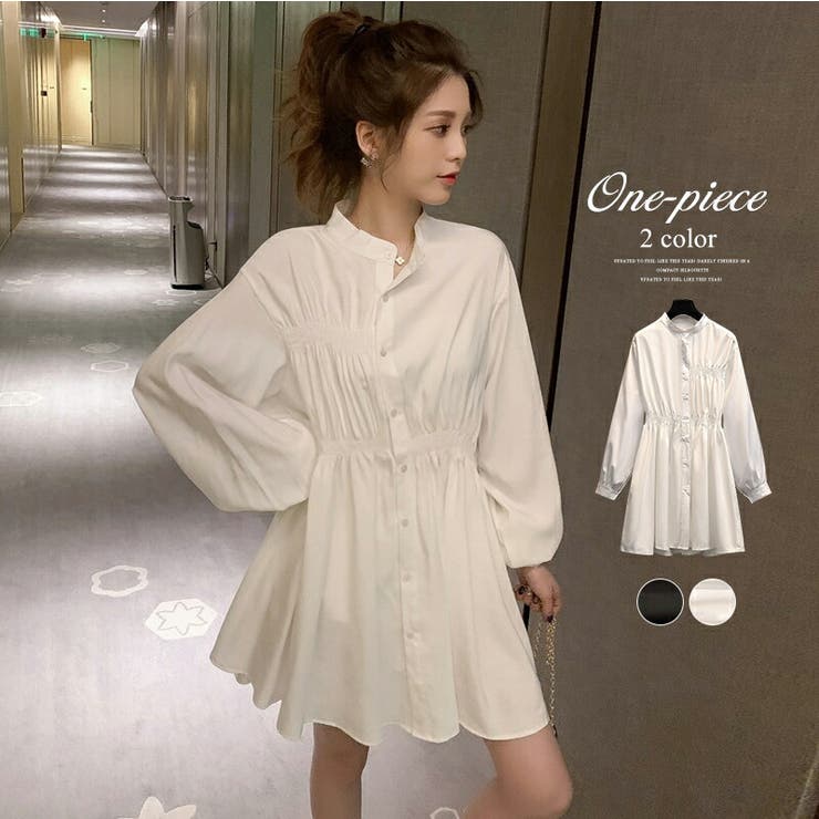 シャツ ワンピース トップス ロングシャツ 長袖 アシンメトリー バンドカラー 品番 Cocw Cocomomo ココモモ のレディースファッション通販 Shoplist ショップリスト