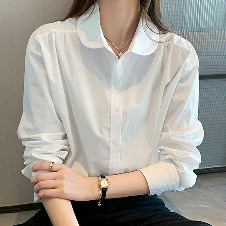 シャツレディース オフィスカジュアル ボタンフロントブラウス