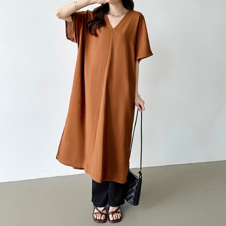 コットンリネンワンピース 夏ワンピース Vネックロングワンピース | COCOMOMO | 詳細画像6 