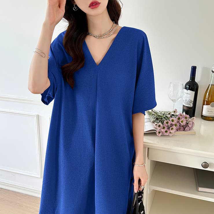 コットンリネンワンピース 夏ワンピース Vネックロングワンピース | COCOMOMO | 詳細画像14 