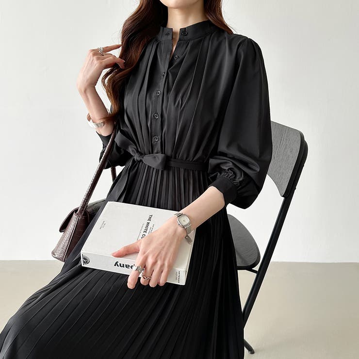 プリーツワンピース ロングワンピース オフィスカジュアル | COCOMOMO | 詳細画像34 