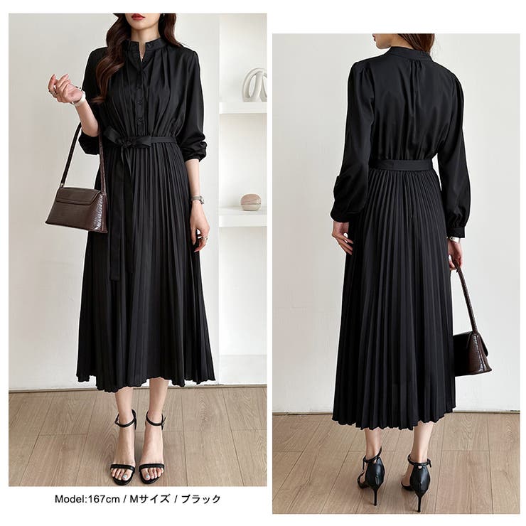 プリーツワンピース ロングワンピース オフィスカジュアル | COCOMOMO | 詳細画像35 