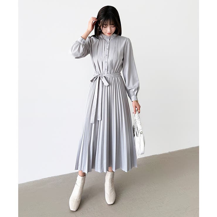 プリーツワンピース ロングワンピース オフィスカジュアル | COCOMOMO | 詳細画像45 