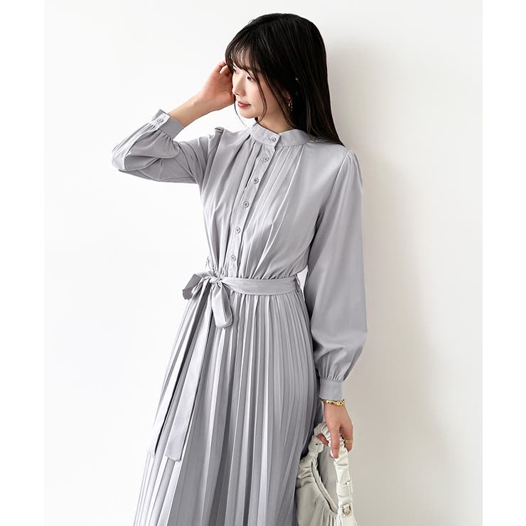 プリーツワンピース ロングワンピース オフィスカジュアル | COCOMOMO | 詳細画像47 