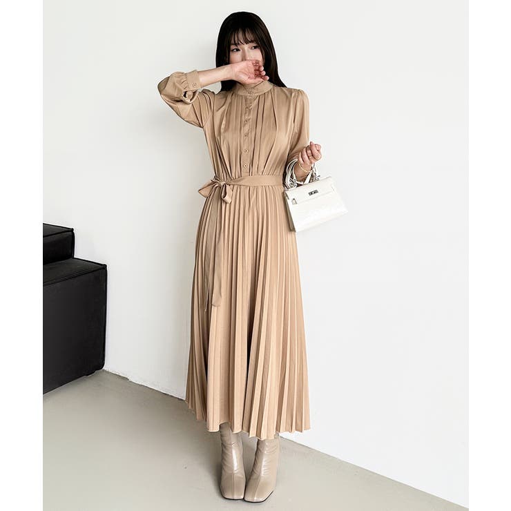 プリーツワンピース ロングワンピース オフィスカジュアル | COCOMOMO | 詳細画像58 