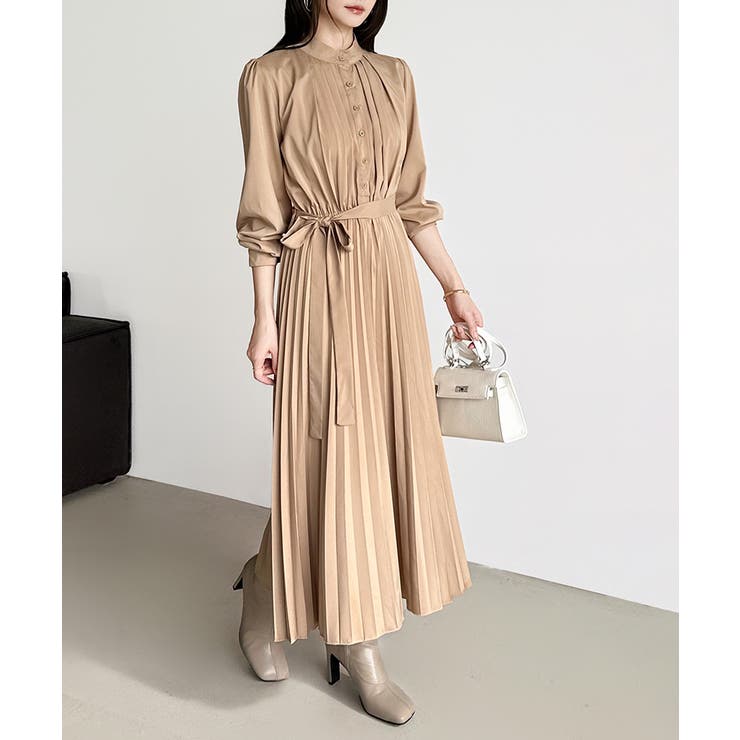 プリーツワンピース ロングワンピース オフィスカジュアル | COCOMOMO | 詳細画像59 