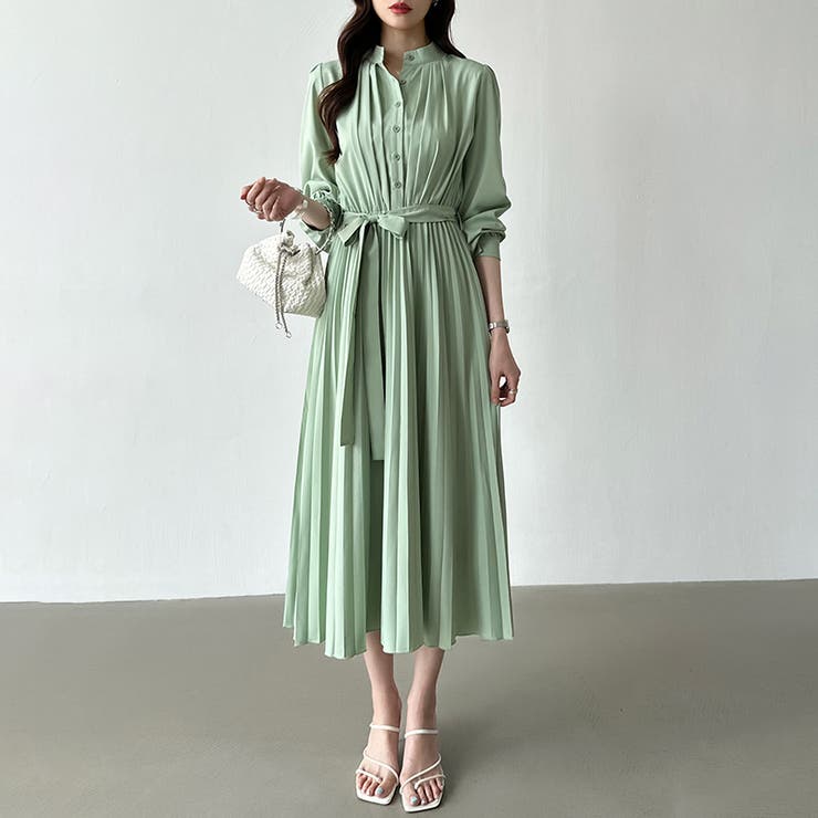 プリーツワンピース ロングワンピース オフィスカジュアル | COCOMOMO | 詳細画像26 