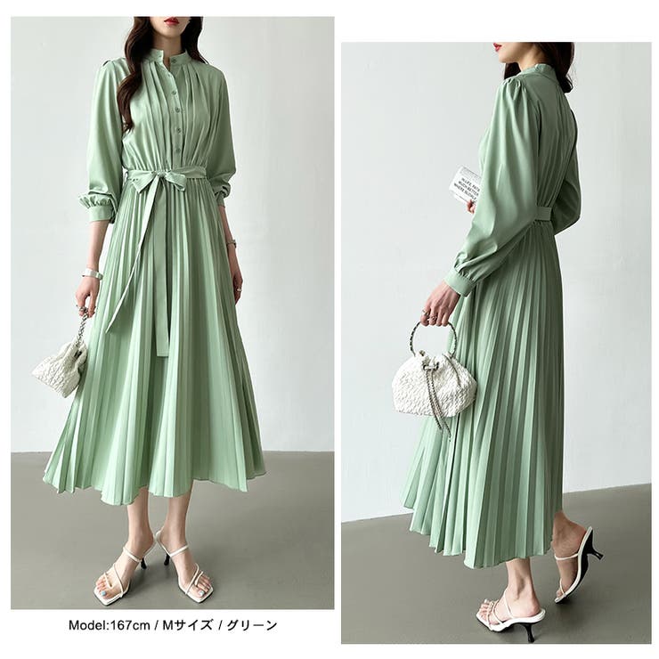 ワンピース プリーツワンピース ロングワンピース[品番