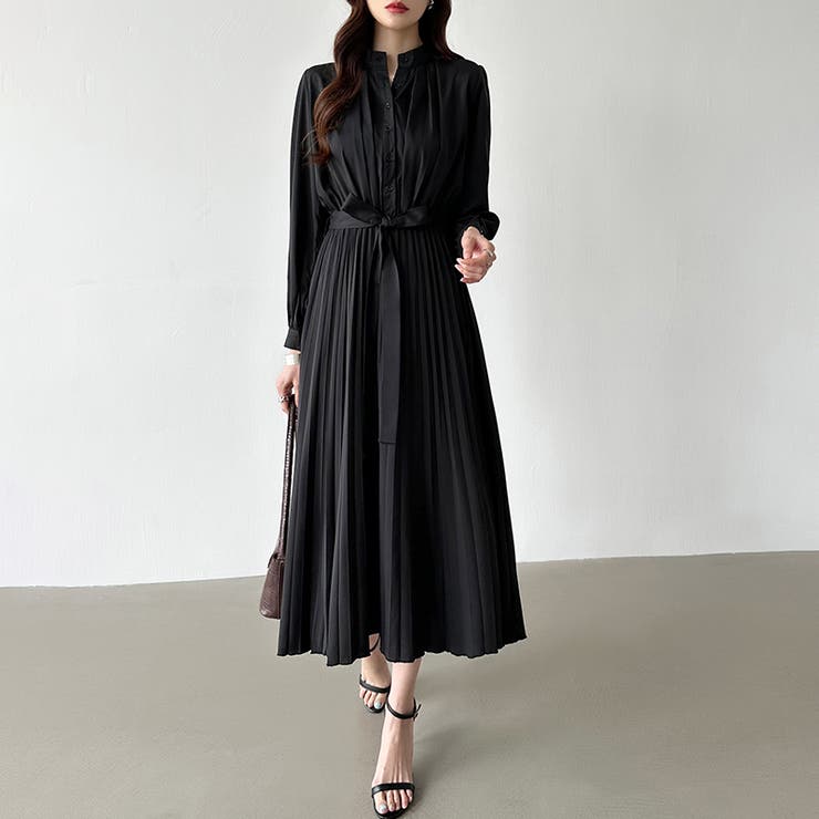 プリーツワンピース ロングワンピース オフィスカジュアル | COCOMOMO | 詳細画像32 