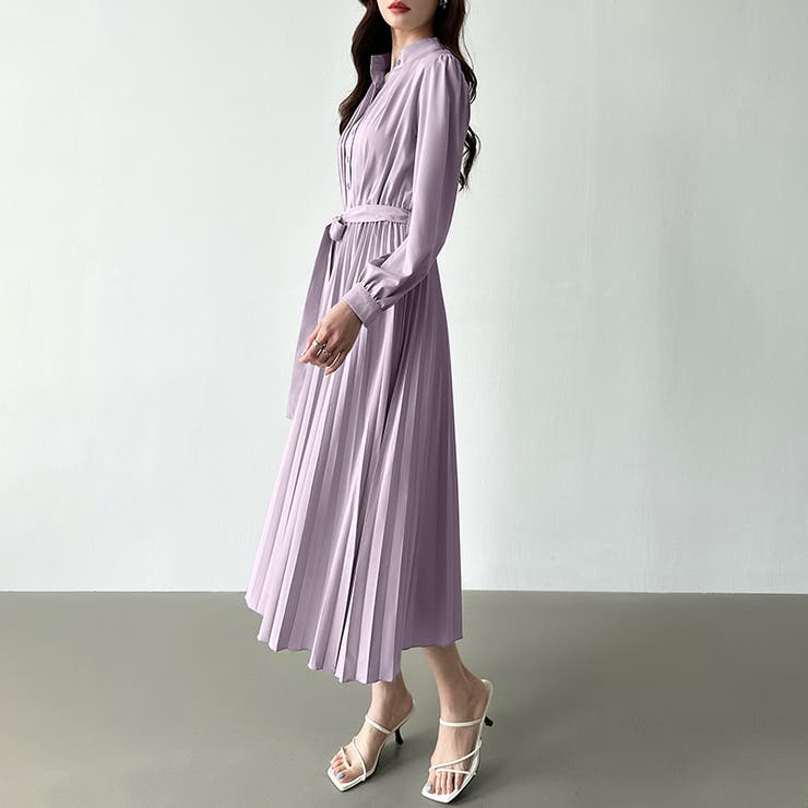 プリーツワンピース ロングワンピース オフィスカジュアル | COCOMOMO | 詳細画像42 