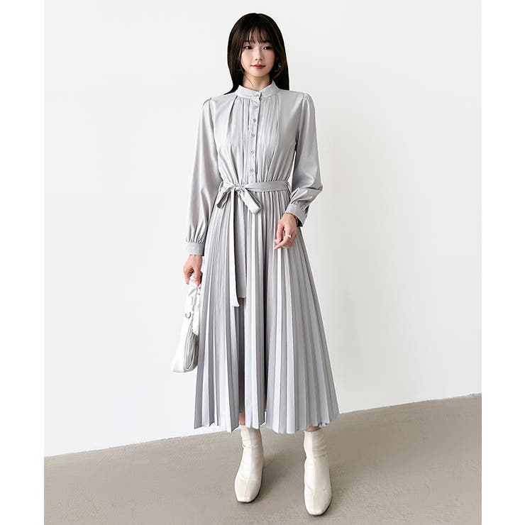 プリーツワンピース ロングワンピース オフィスカジュアル | COCOMOMO | 詳細画像43 