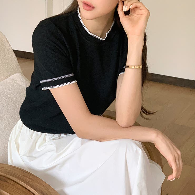 ステッチデザイン サマーニット 韓国ファッション | COCOMOMO | 詳細画像11 