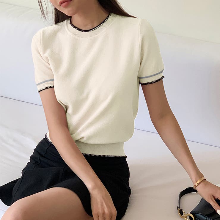 ステッチデザイン サマーニット 韓国ファッション | COCOMOMO | 詳細画像13 